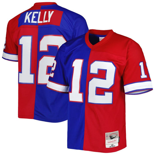 Jim Kelly Buffalo Bills Mitchell & Ness Royal/Red 1990 Split Legacy Replica Jersey