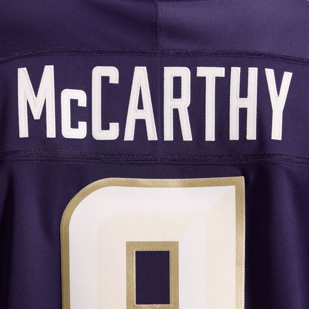J.J. McCarthy Minnesota Vikings Nike Purple 2026 Rivalries Collection Stitched Limited Jersey