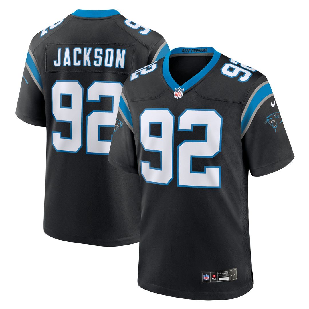 Cam Jackson Carolina Panthers Nike Black Team Game Jersey