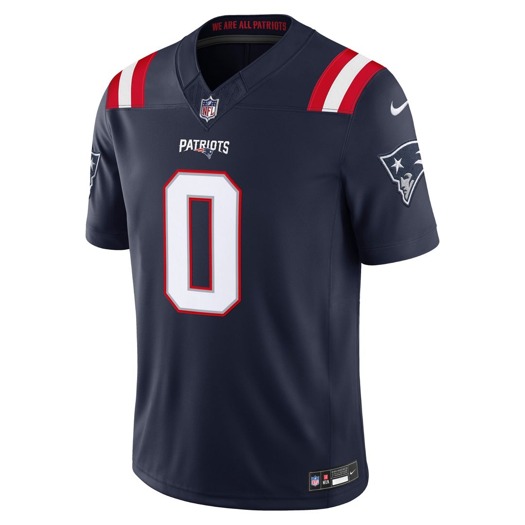 Christian Gonzalez New England Patriots Nike Navy Team Vapor F.U.S.E. Stitched Limited Jersey