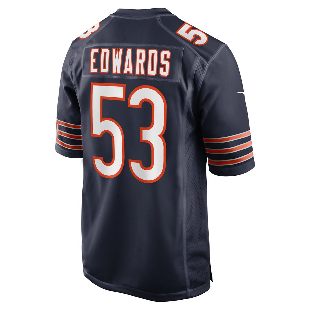 TJ Edwards Chicago Bears Nike Navy Game Player Jersey