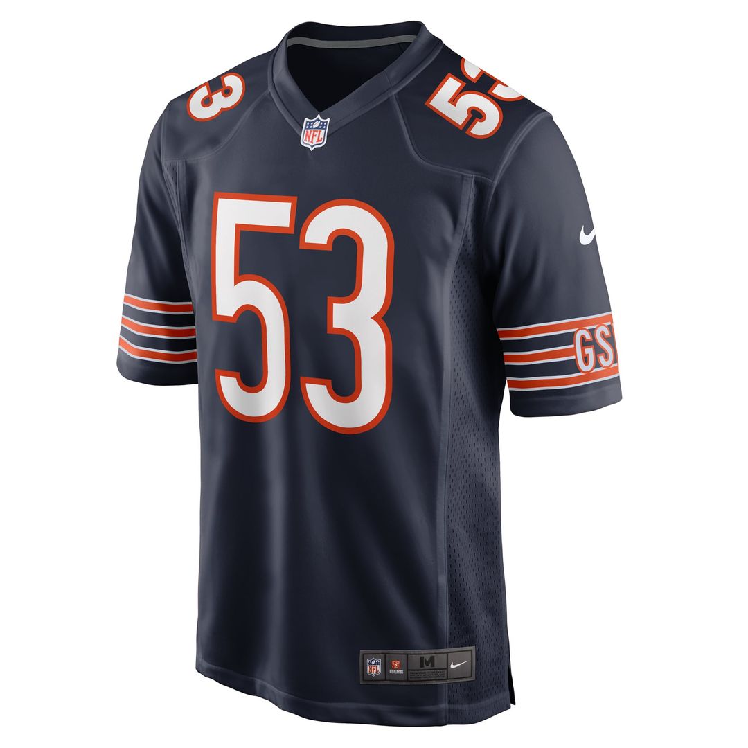 TJ Edwards Chicago Bears Nike Navy Game Player Jersey