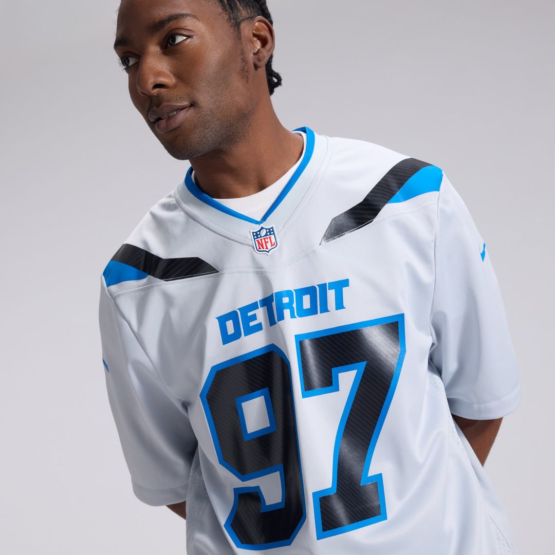 Aidan Hutchinson Detroit Lions Nike Silver 2026 Rivalries Collection Game Jersey