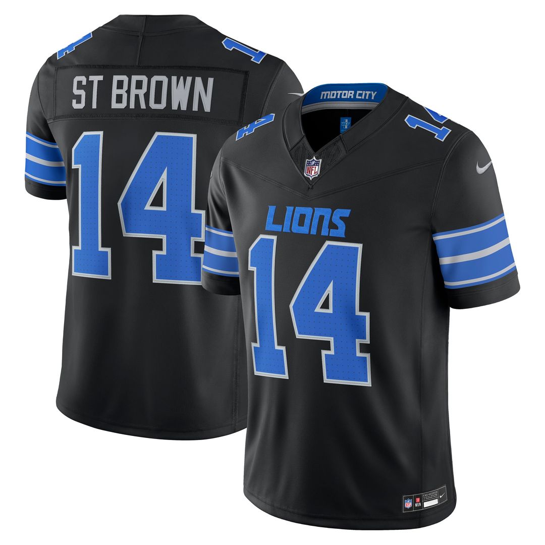 Amon-Ra St. Brown Detroit Lions Nike Black Alternate Vapor F.U.S.E. Stitched Limited Jersey