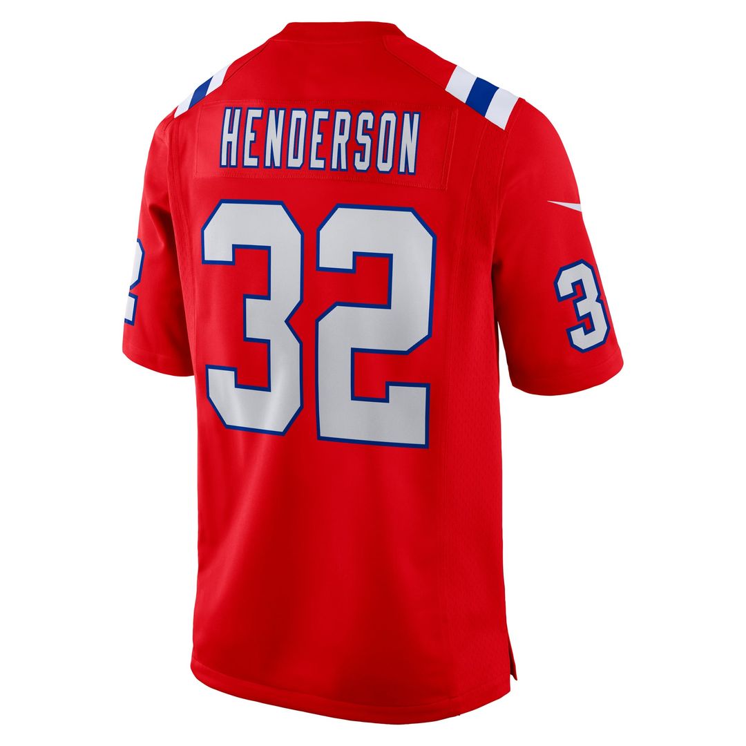 TreVeyon Henderson New England Patriots Nike Red Alternate Game Player Jersey