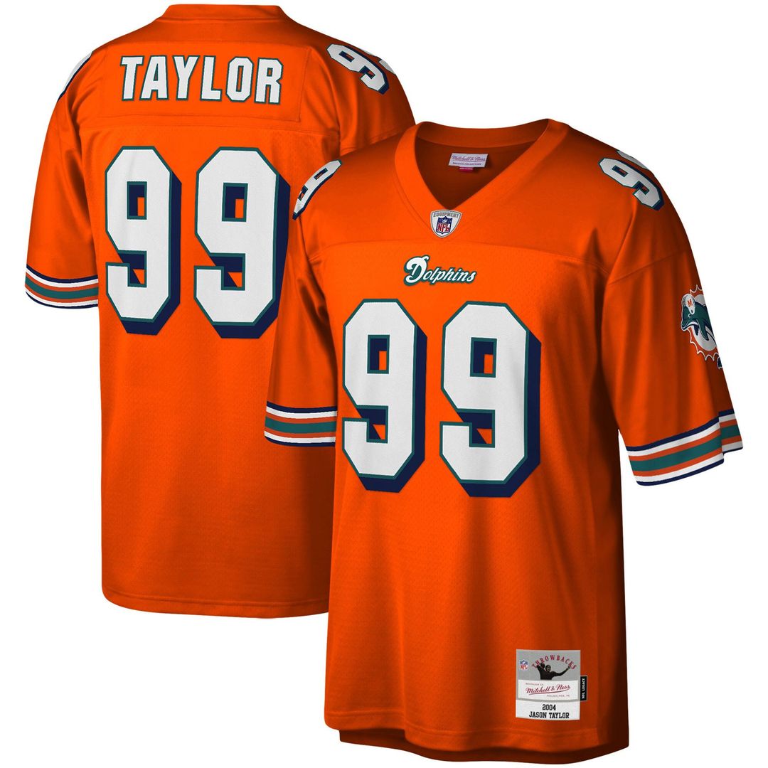 Jason Taylor Miami Dolphins Mitchell & Ness Orange Big & Tall 2004 Retired Player Replica Jersey