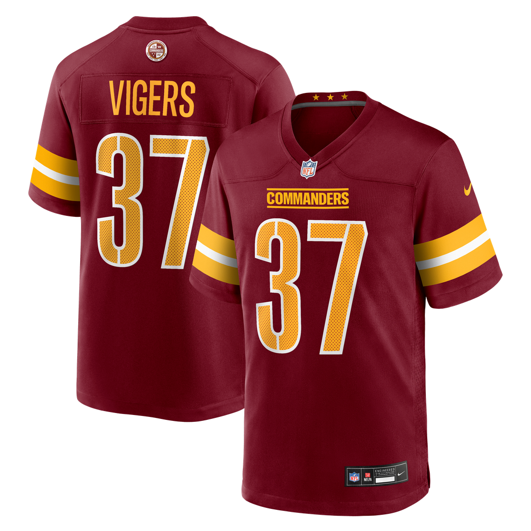 Car'lin Vigers Washington Commanders Nike Burgundy Team Game Jersey