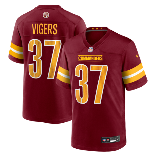 Car'lin Vigers Washington Commanders Nike Burgundy Team Game Jersey