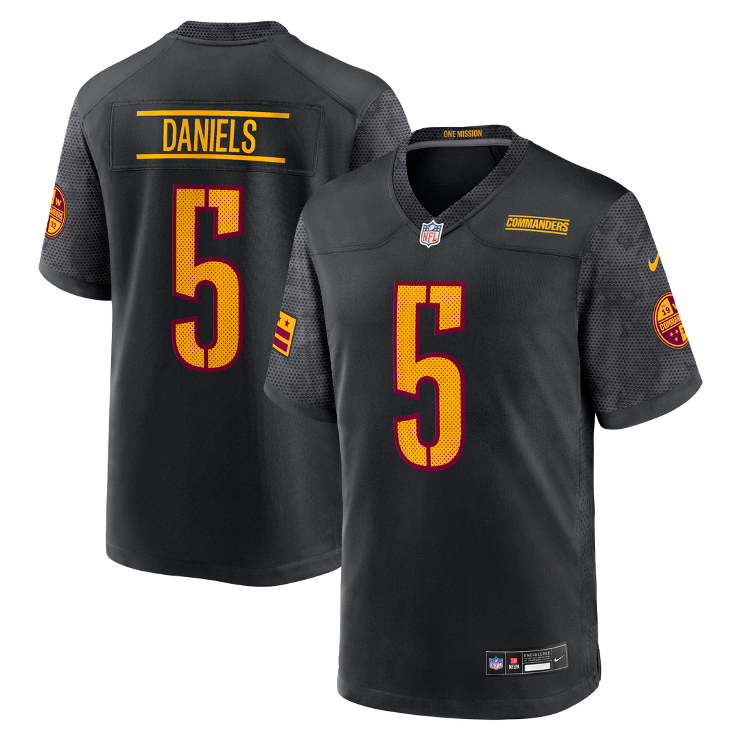 Jayden Daniels Washington Commanders Nike Black Alternate Game Player Jersey