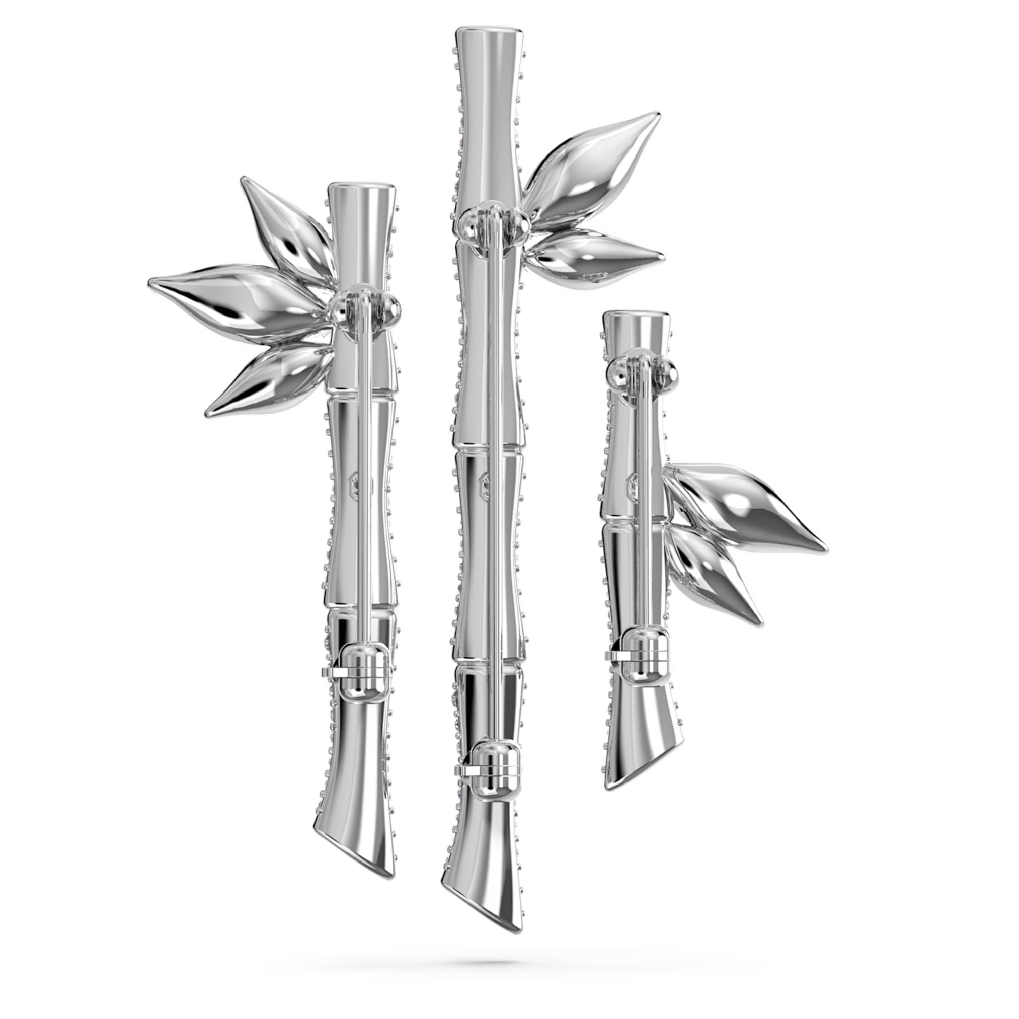 Swarovski Dellium brooch Bamboo, Green, Rhodium plated