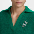 Swarovski Dellium brooch Bamboo, Green, Rhodium plated
