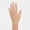 Swarovski Delta band ring Round cut, White, 18K gold finish