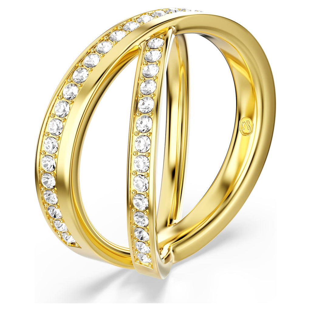 Swarovski Delta band ring Round cut, White, 18K gold finish