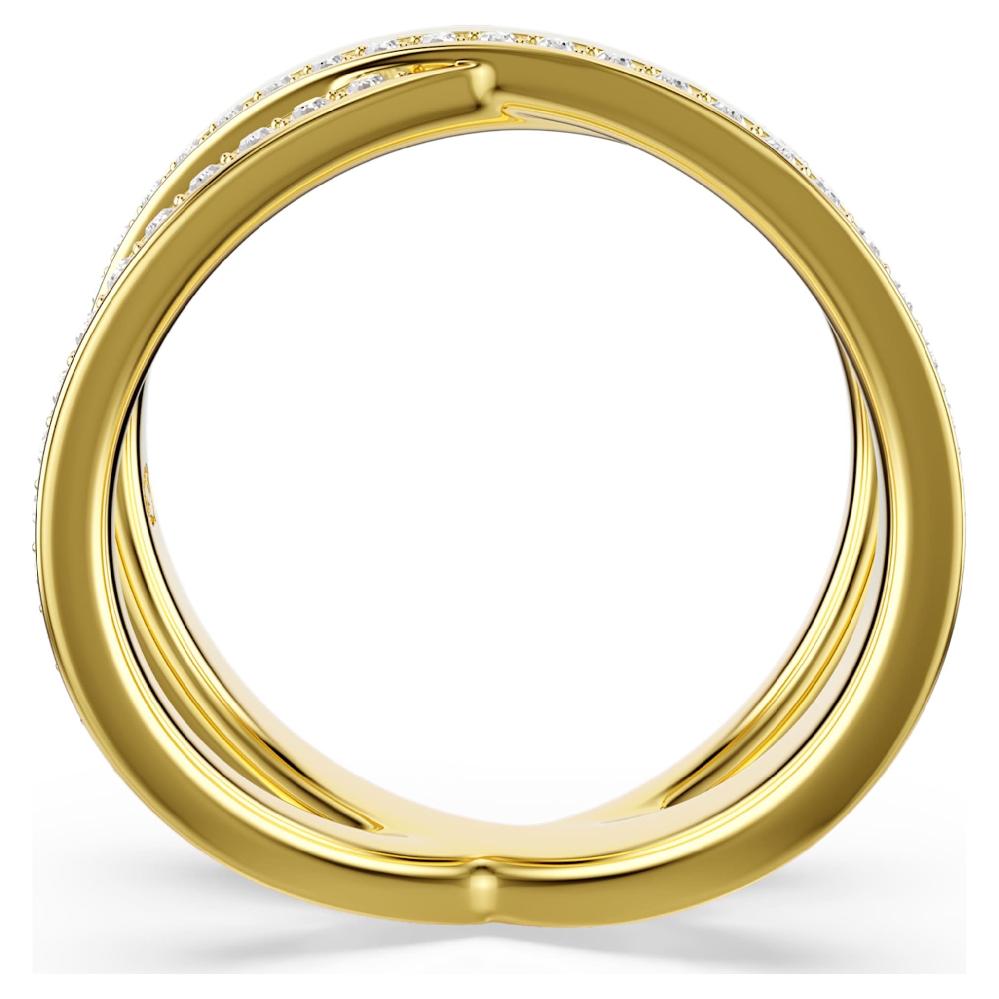 Swarovski Delta band ring Round cut, White, 18K gold finish