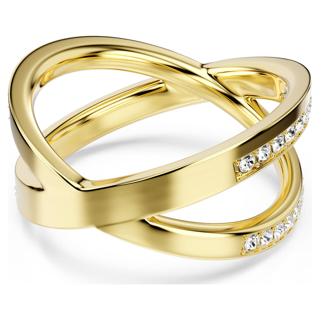 Swarovski Delta band ring Round cut, White, 18K gold finish