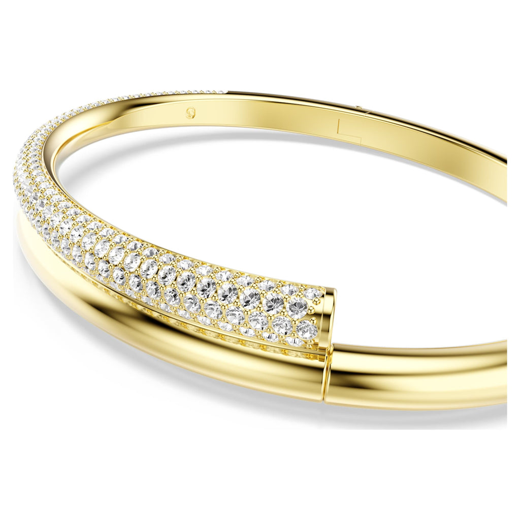Swarovski Dextera bangle Magnetic closure, White, 18K gold finish