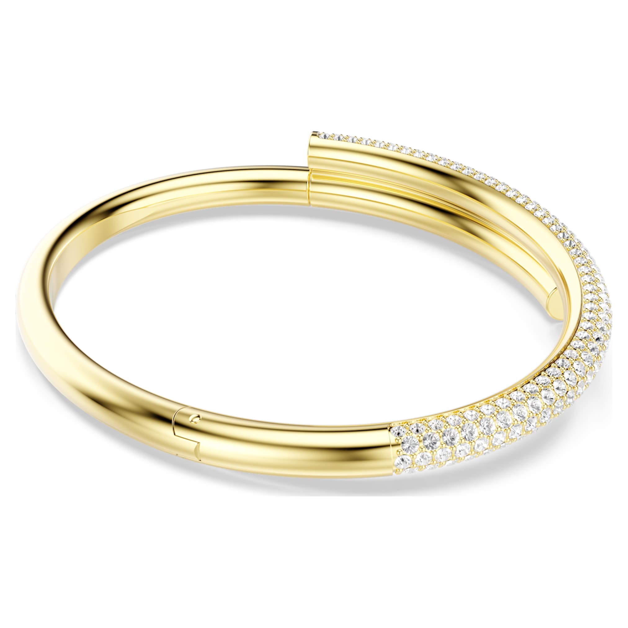 Swarovski Dextera bangle Magnetic closure, White, 18K gold finish