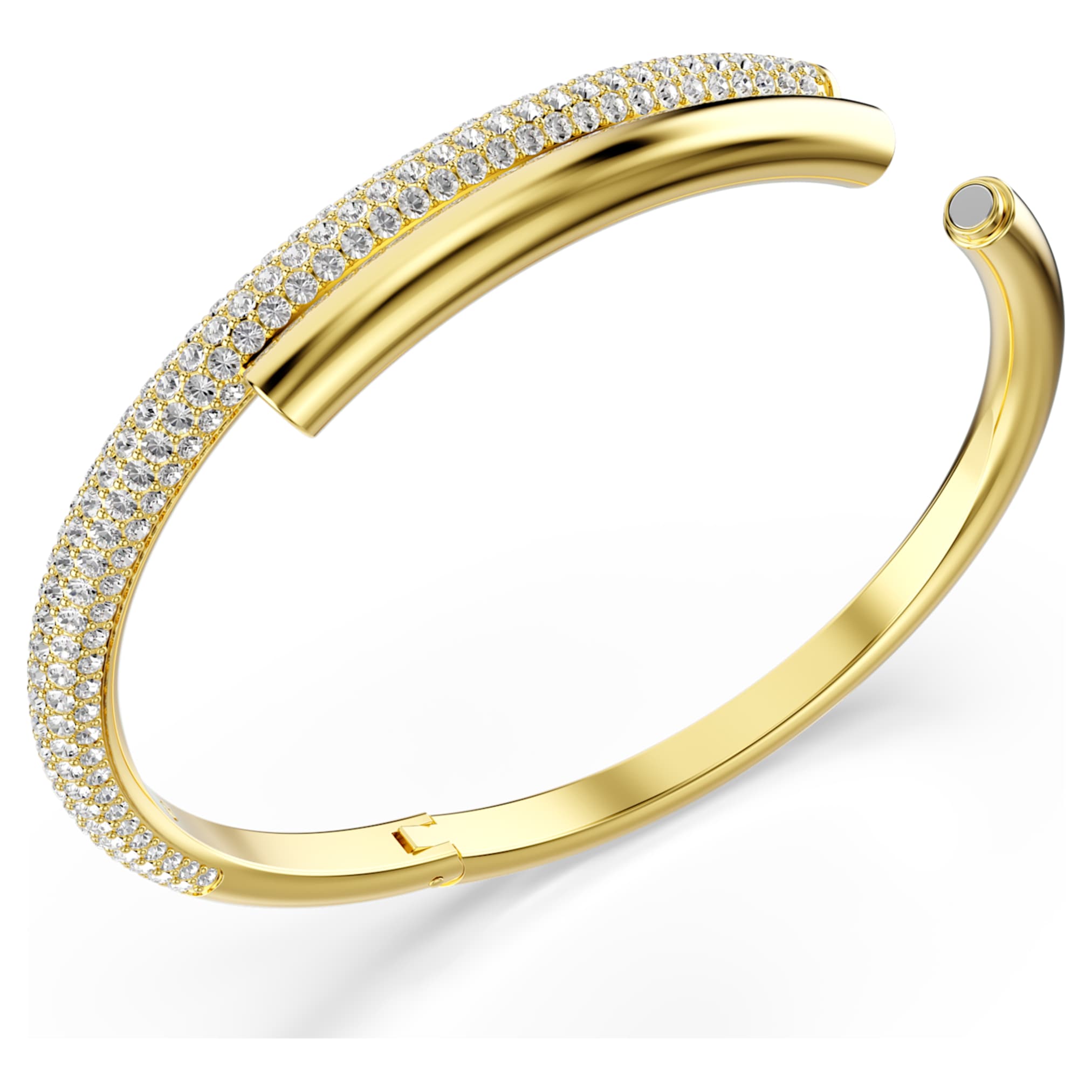 Swarovski Dextera bangle Magnetic closure, White, 18K gold finish
