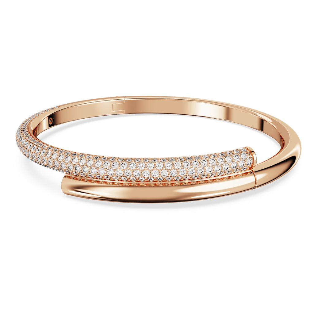 Swarovski Dextera bangle Magnetic closure, White, 18K rose gold finish