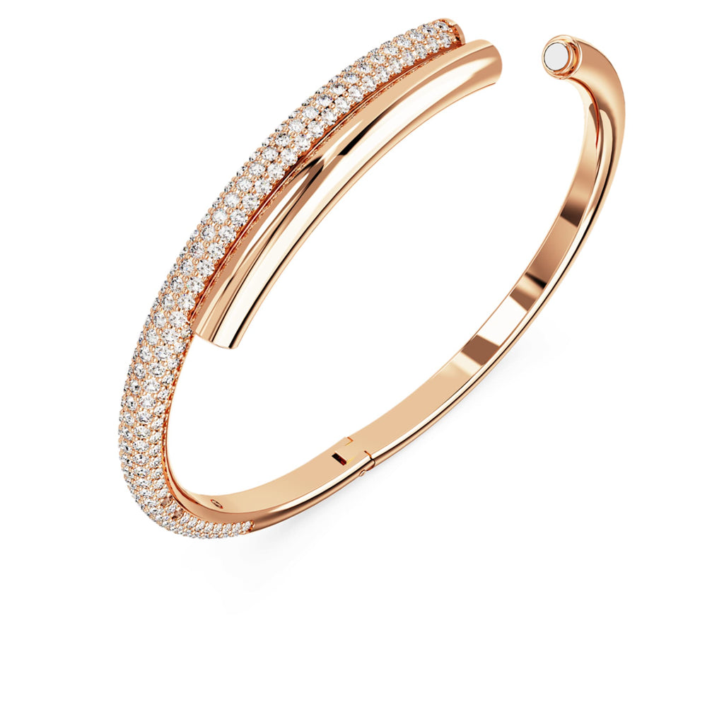 Swarovski Dextera bangle Magnetic closure, White, 18K rose gold finish