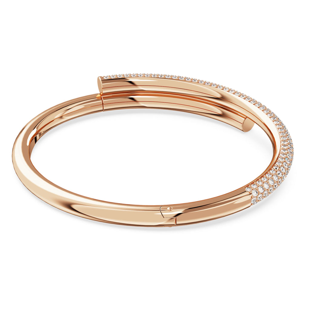 Swarovski Dextera bangle Magnetic closure, White, 18K rose gold finish