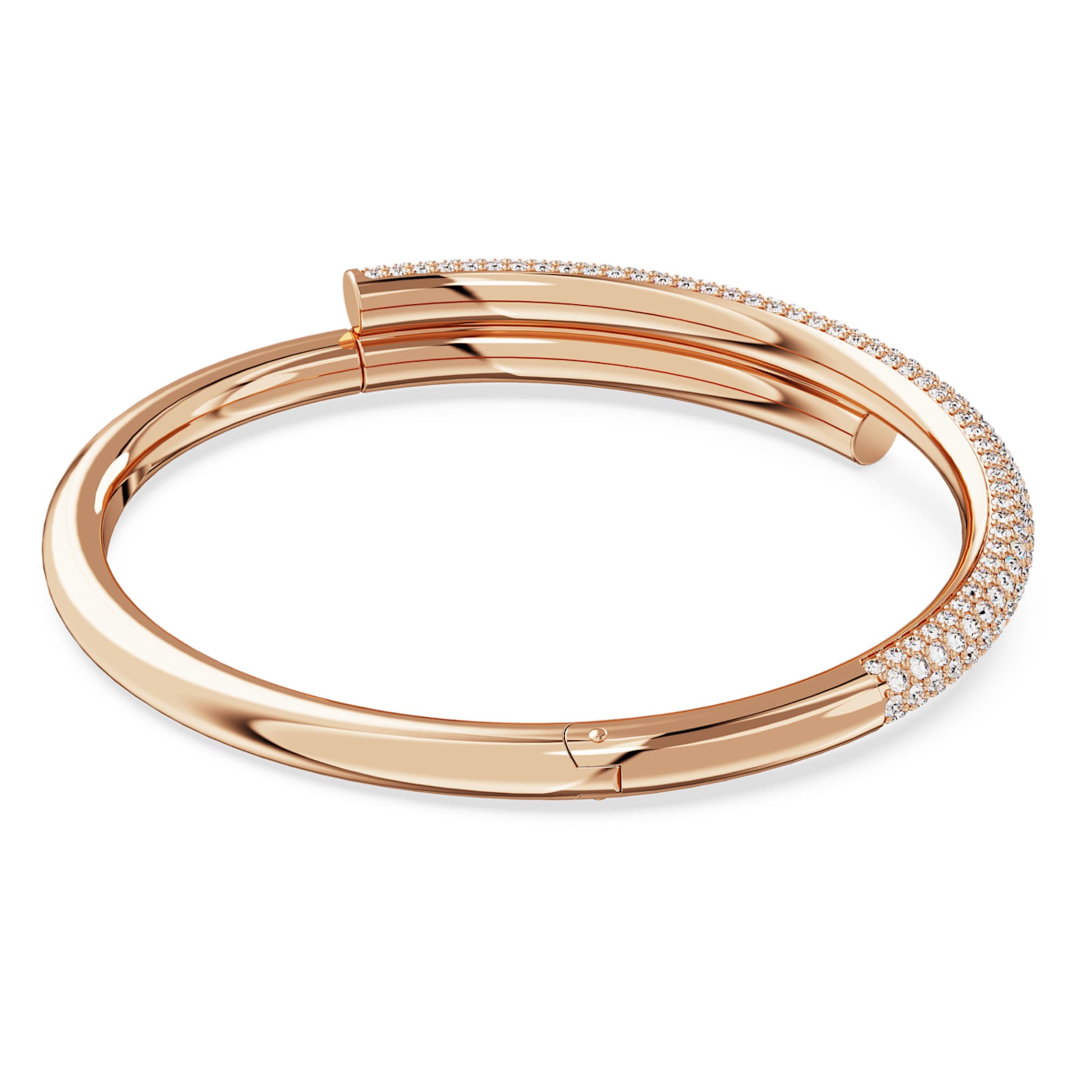 Swarovski Dextera bangle Magnetic closure, White, 18K rose gold finish