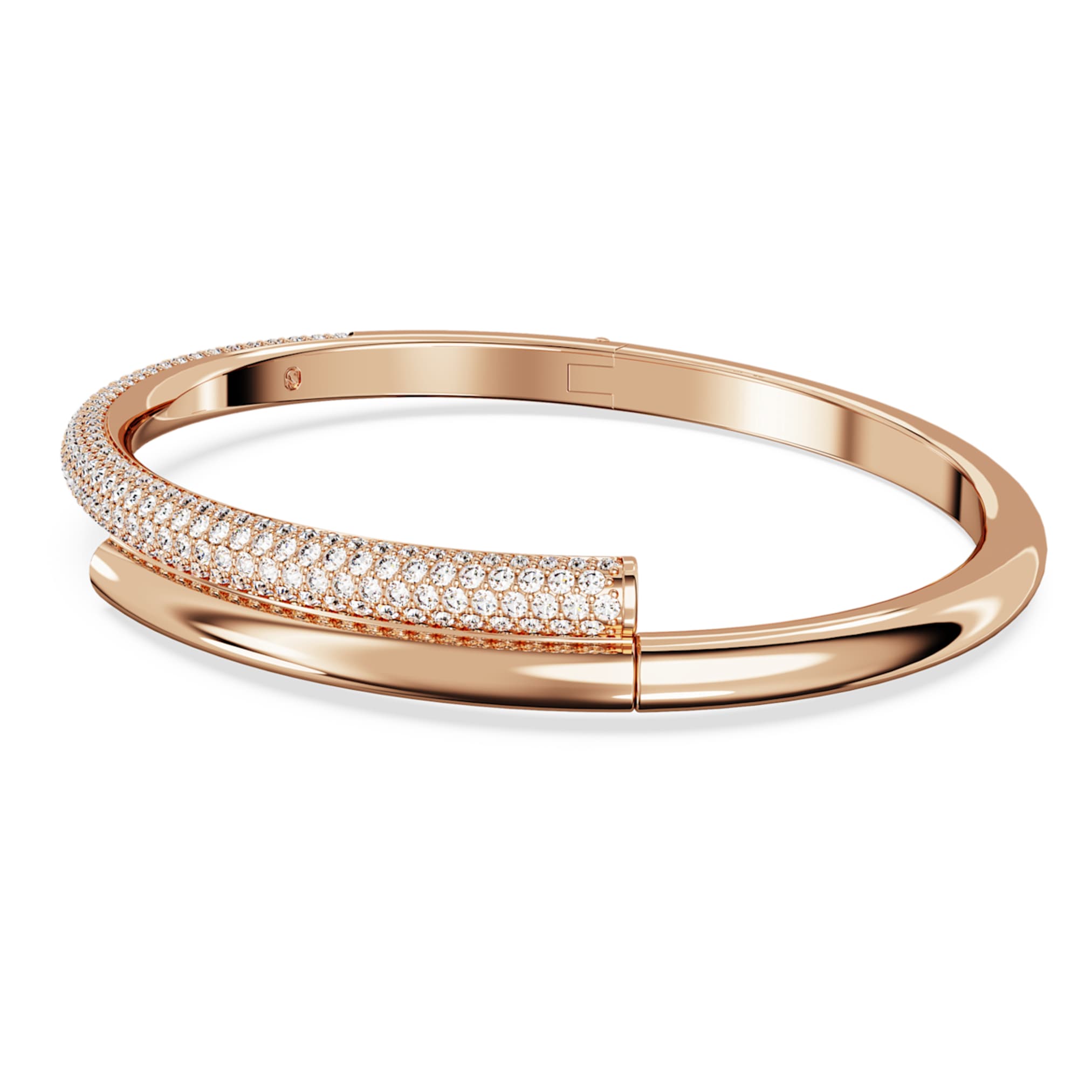 Swarovski Dextera bangle Magnetic closure, White, 18K rose gold finish