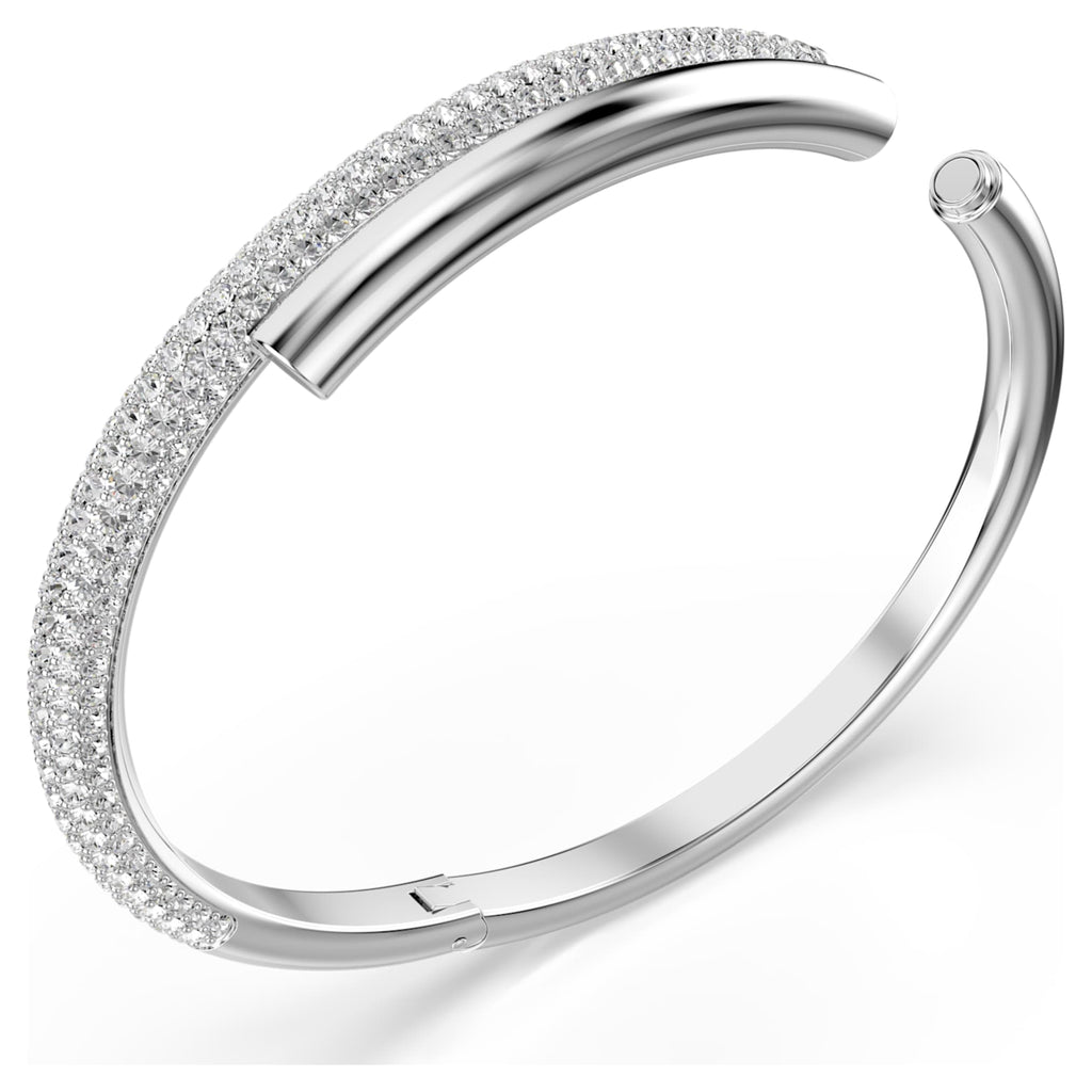 Swarovski Dextera bangle Magnetic closure, White, Rhodium plated