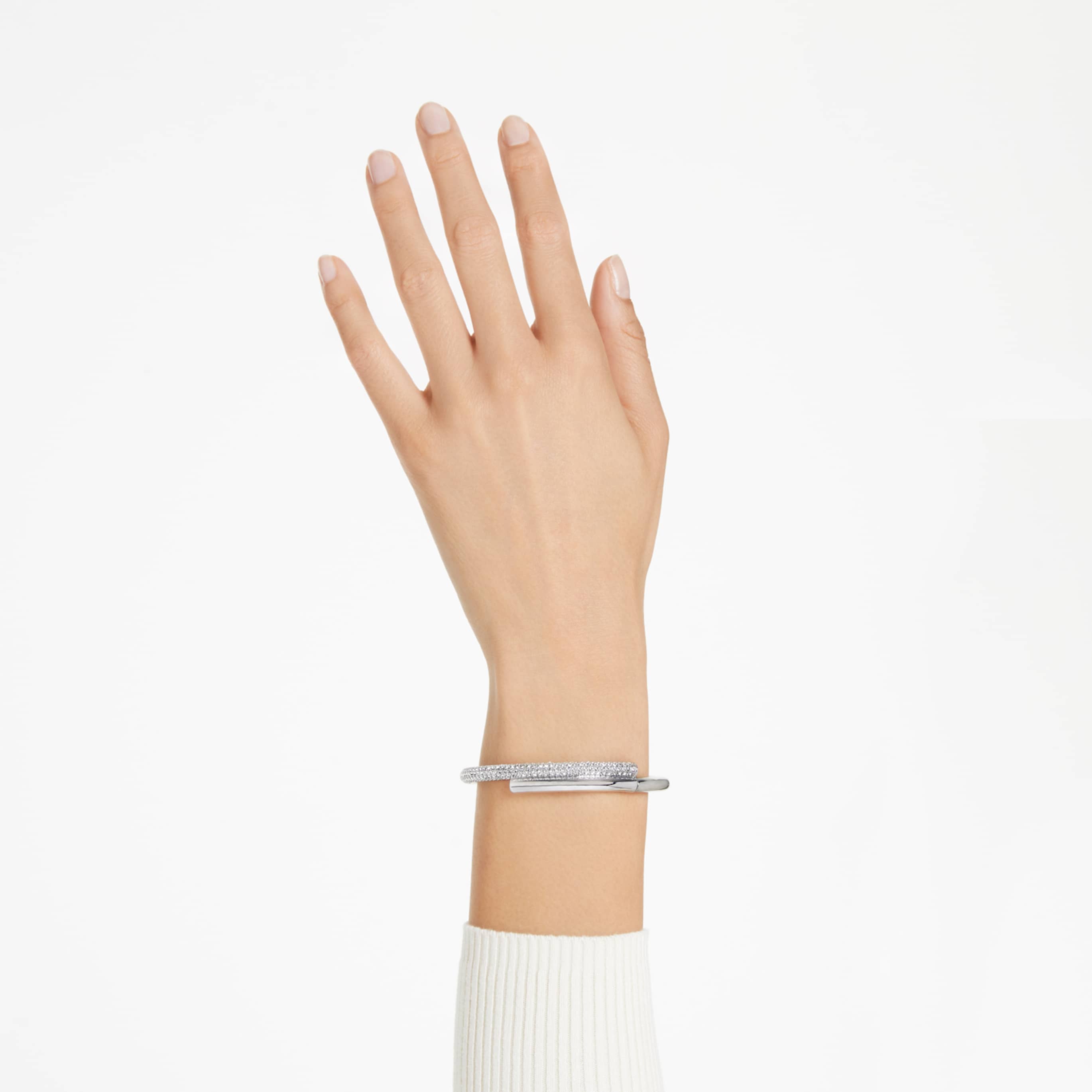 Swarovski Dextera bangle Magnetic closure, White, 18K gold finish