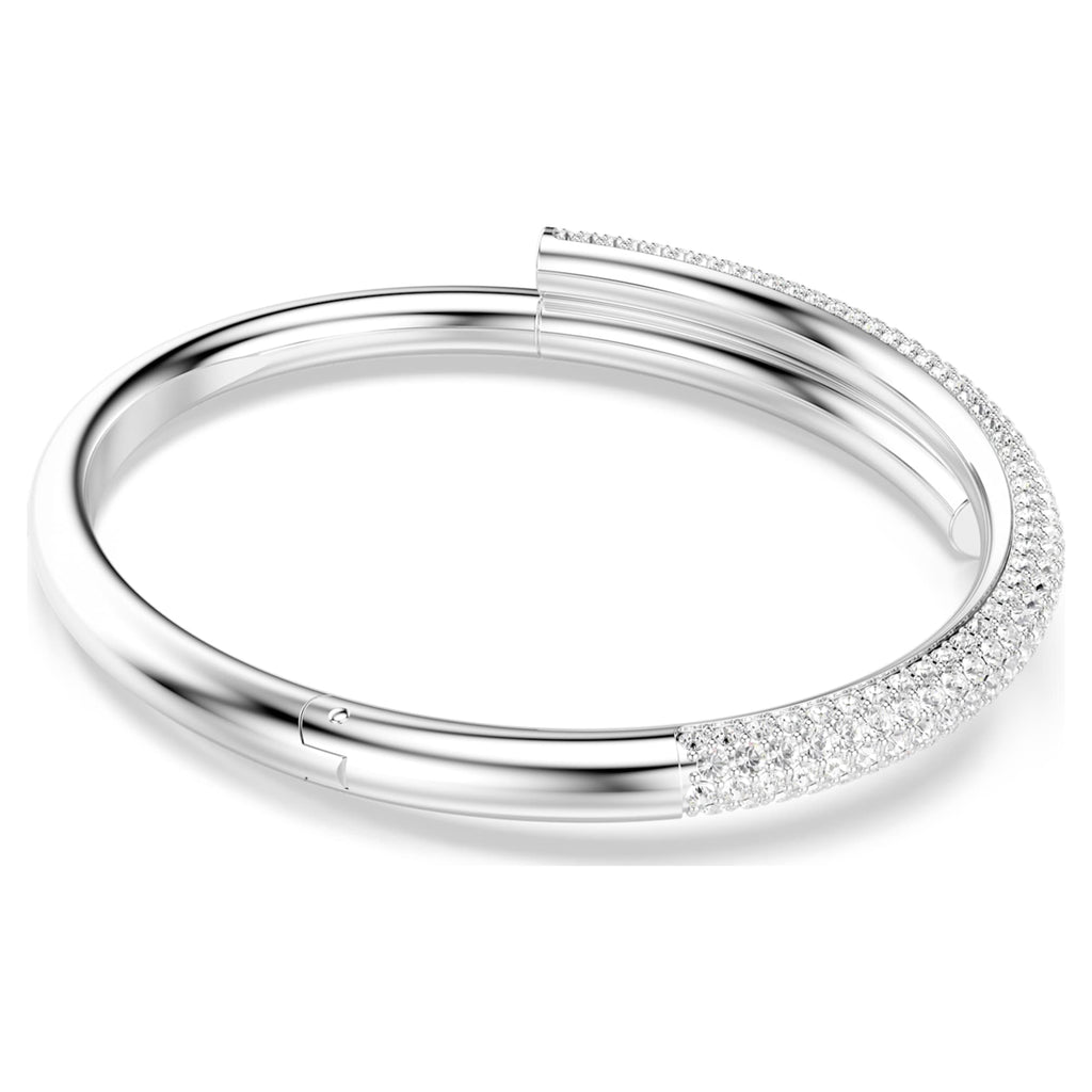 Swarovski Dextera bangle Magnetic closure, White, Rhodium plated