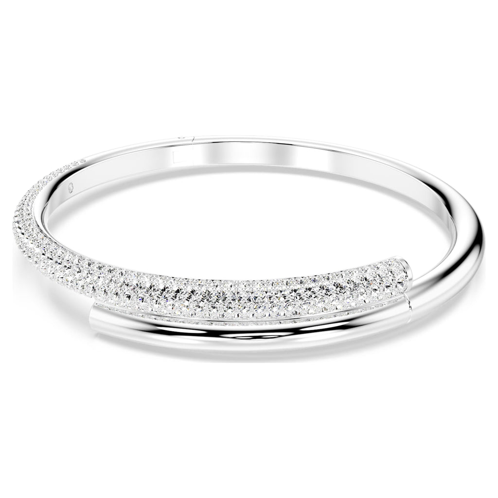 Swarovski Dextera bangle Magnetic closure, White, Rhodium plated