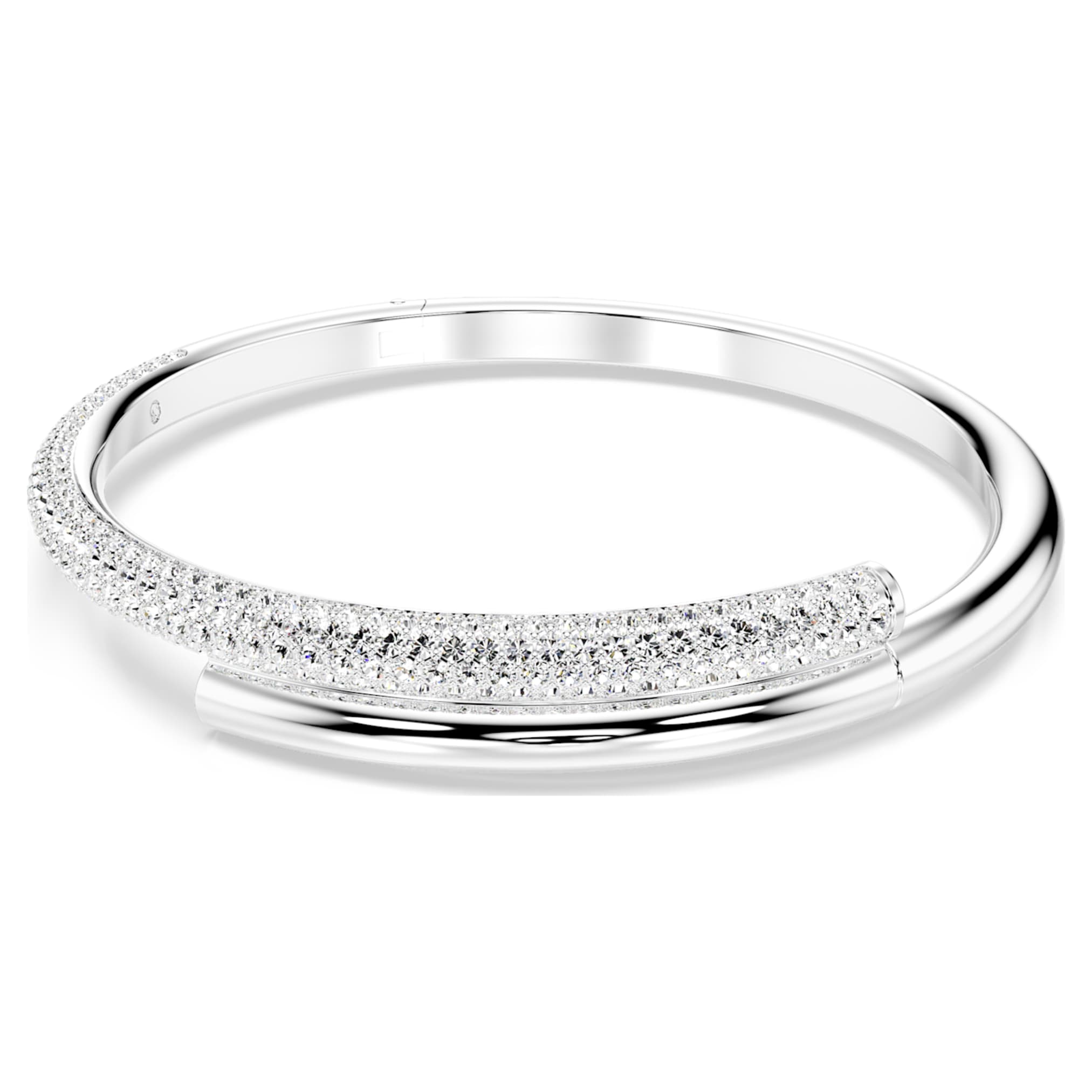 Swarovski Dextera bangle Magnetic closure, White, Rhodium plated