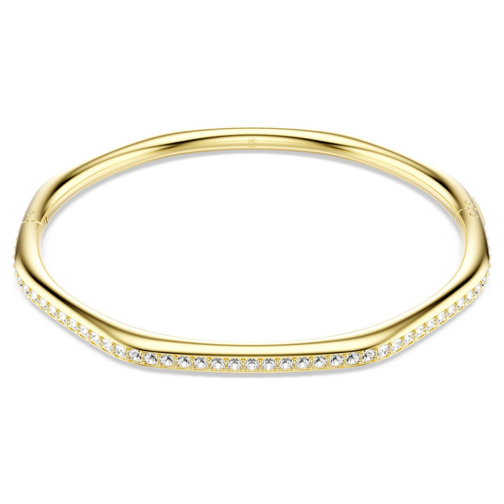 Swarovski Dextera bangle Octagon shape, Round cut, White, 18K gold finish
