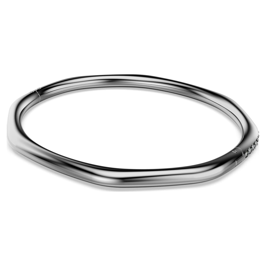 Swarovski Dextera bangle Octagon shape, Round cut, White, Ruthenium plated