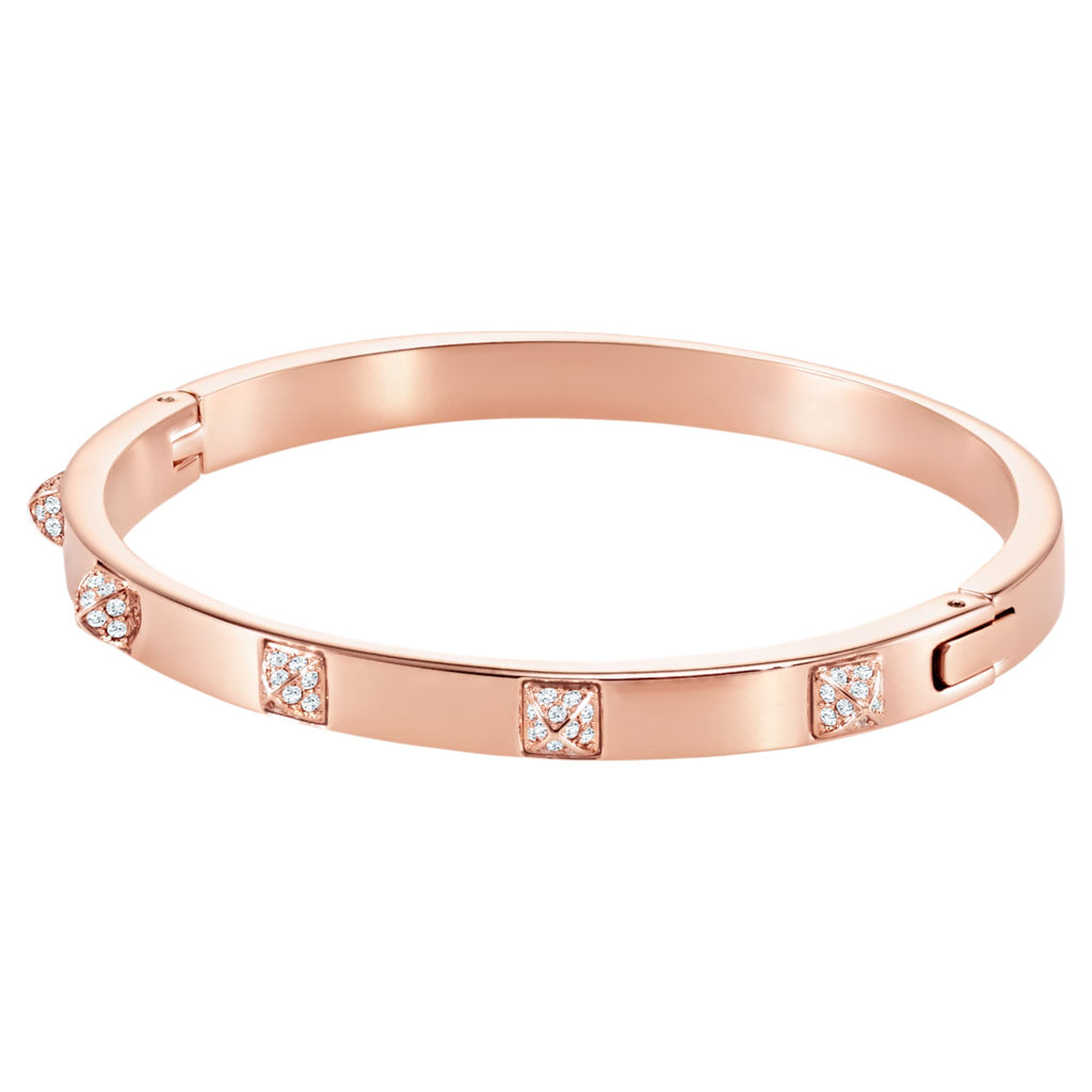 Swarovski Dextera bangle Pavé, White, 18K rose gold finish