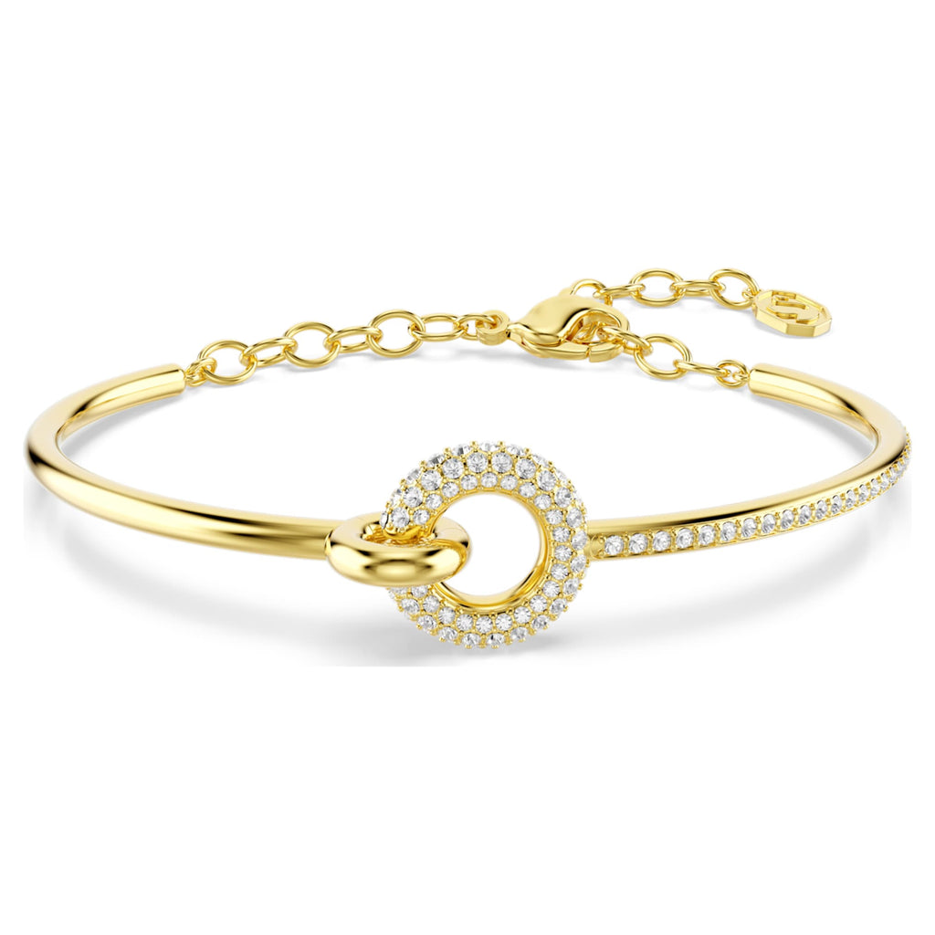 Swarovski Dextera bangle Round cut, White, 18K gold finish