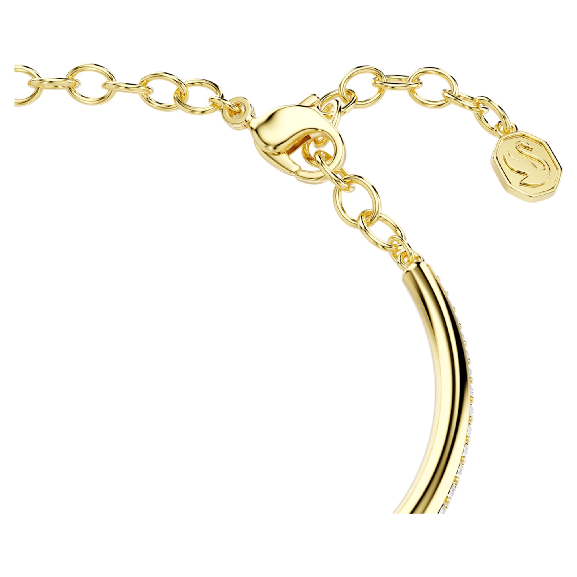 Swarovski Dextera bangle Round cut, White, 18K gold finish