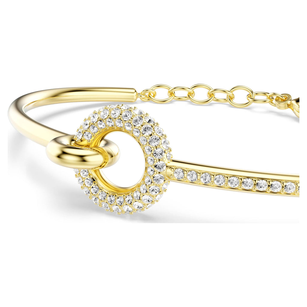 Swarovski Dextera bangle Round cut, White, 18K gold finish
