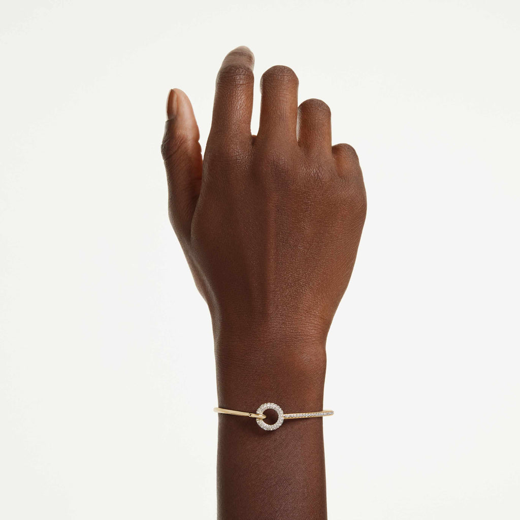 Swarovski Dextera bangle Round cut, White, 18K gold finish