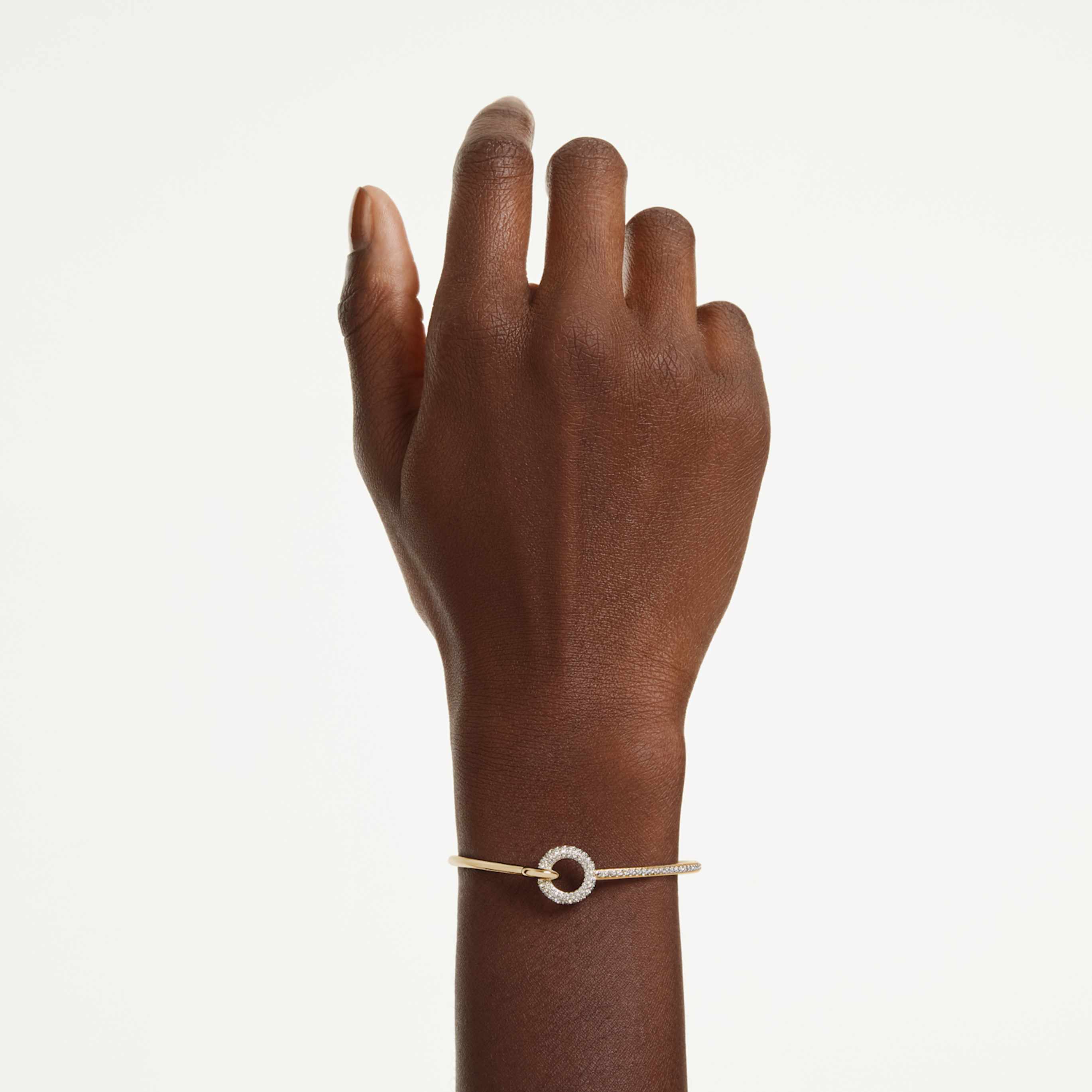 Swarovski Dextera bangle Round cut, White, 18K gold finish