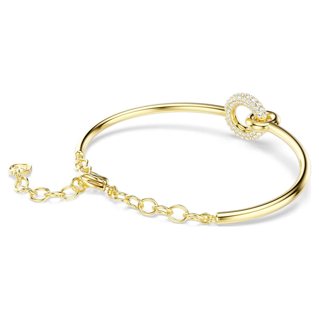Swarovski Dextera bangle Round cut, White, 18K gold finish