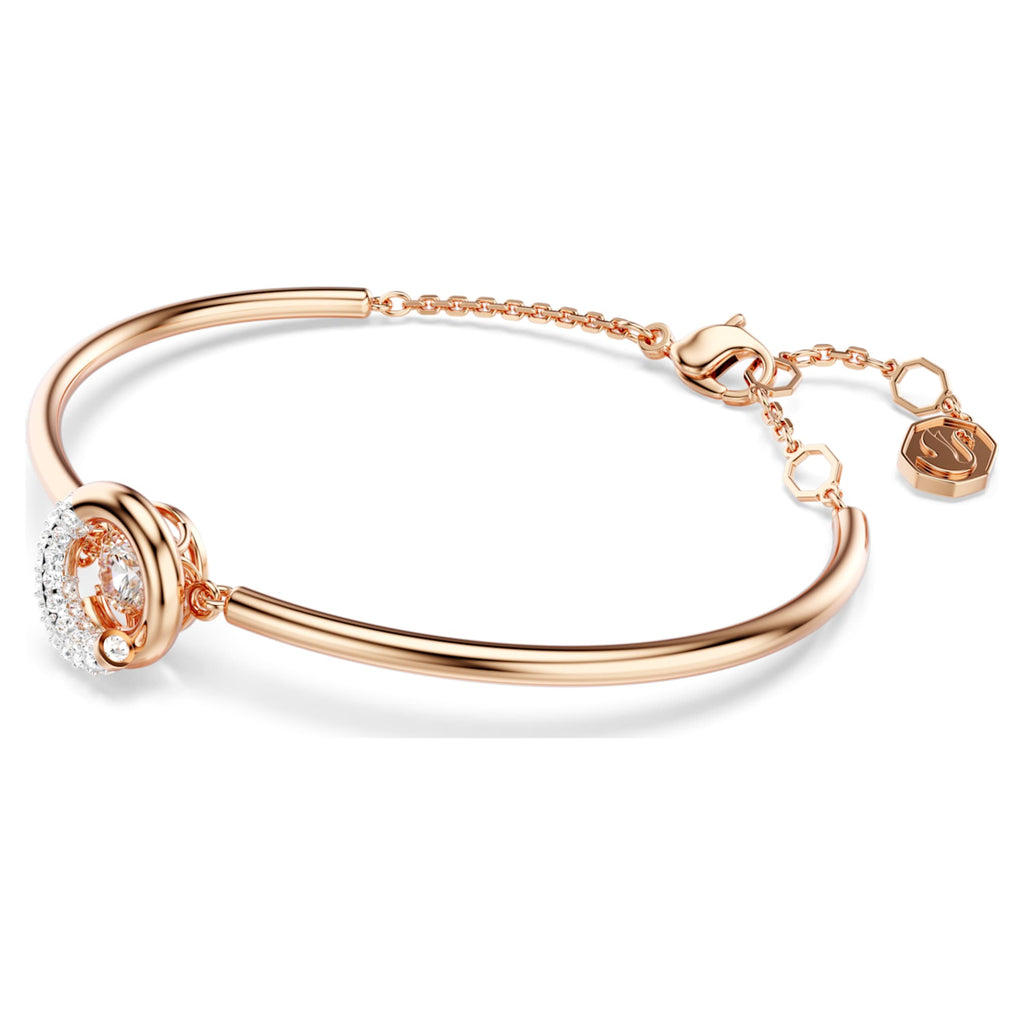 Swarovski Dextera bangle Round cut, White, 18K rose gold finish