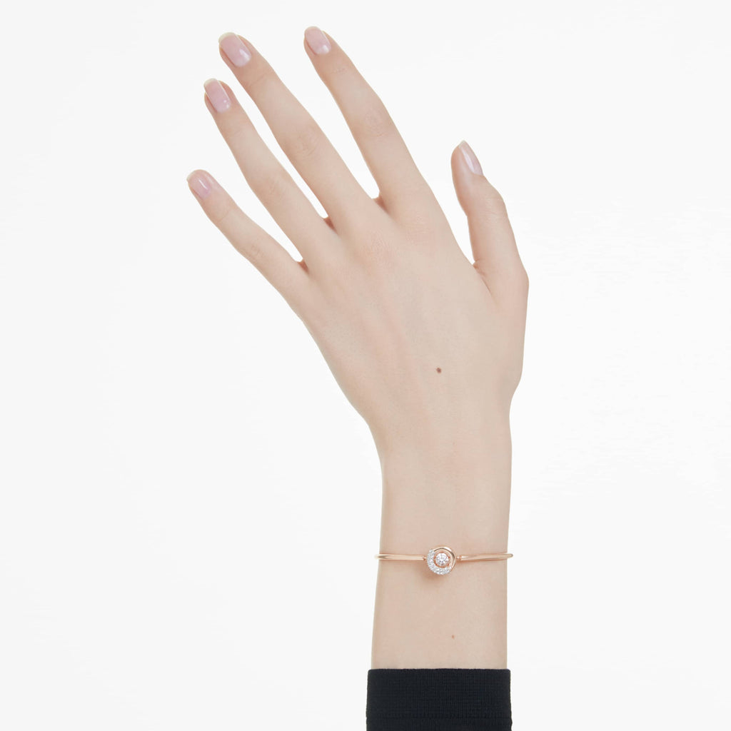 Swarovski Dextera bangle Round cut, White, 18K rose gold finish