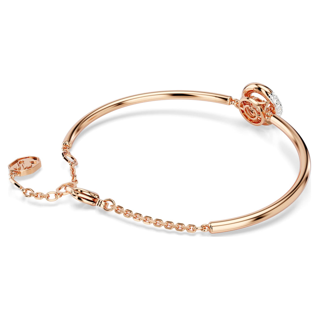 Swarovski Dextera bangle Round cut, White, 18K rose gold finish