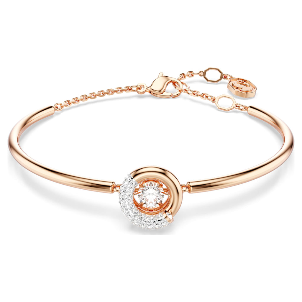 Swarovski Dextera bangle Round cut, White, 18K rose gold finish