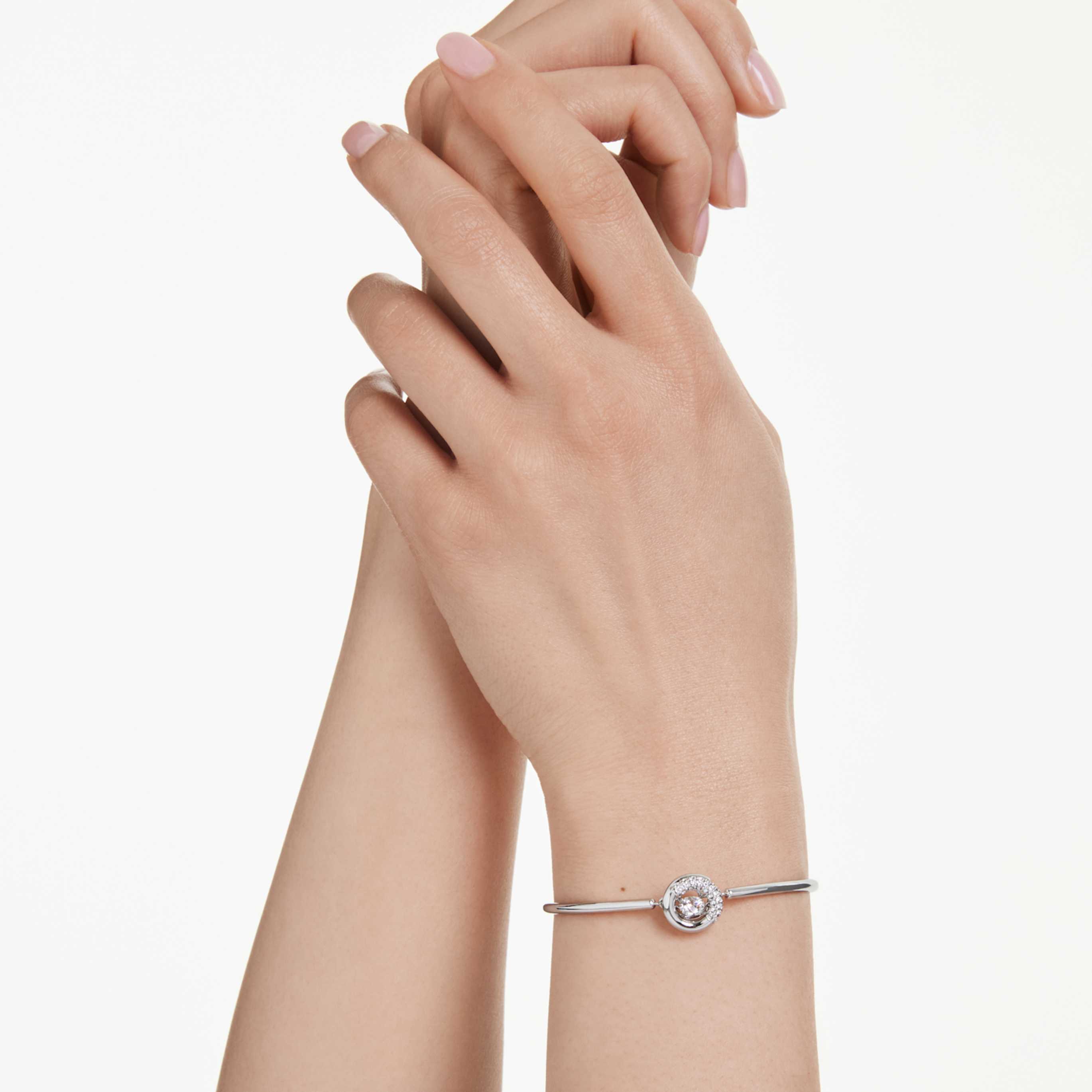 Swarovski Dextera bangle Round cut, White, 18K rose gold finish