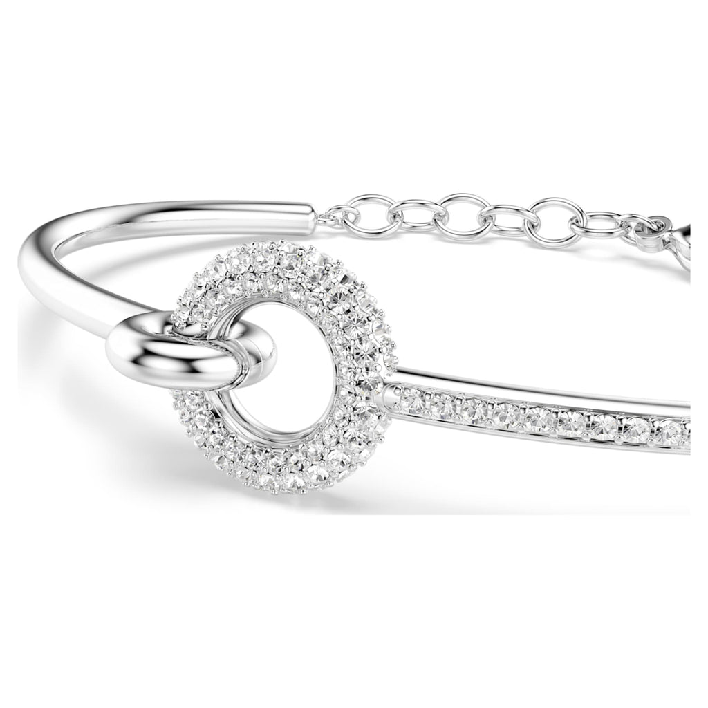 Swarovski Dextera bangle Round cut, White, Rhodium plated
