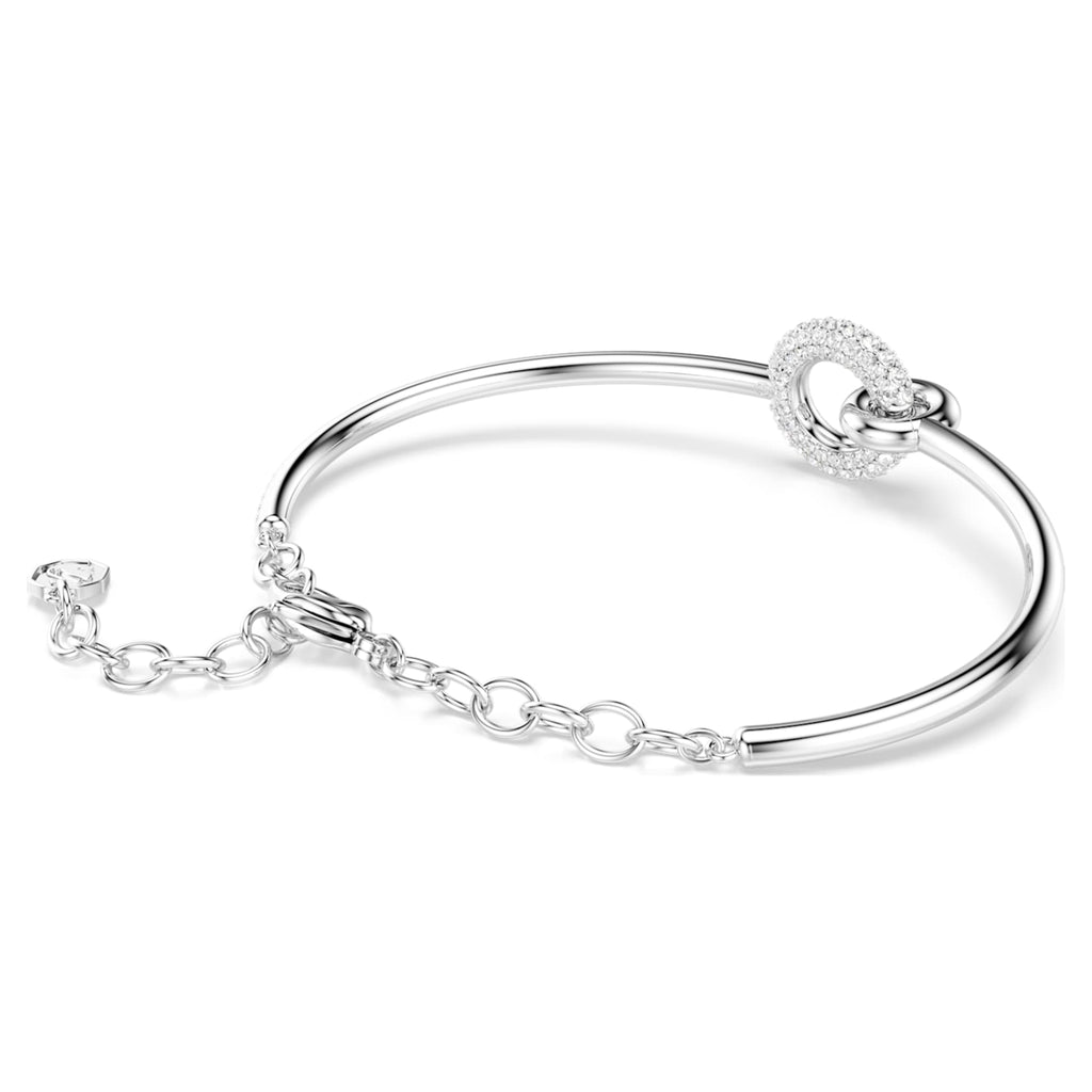 Swarovski Dextera bangle Round cut, White, Rhodium plated