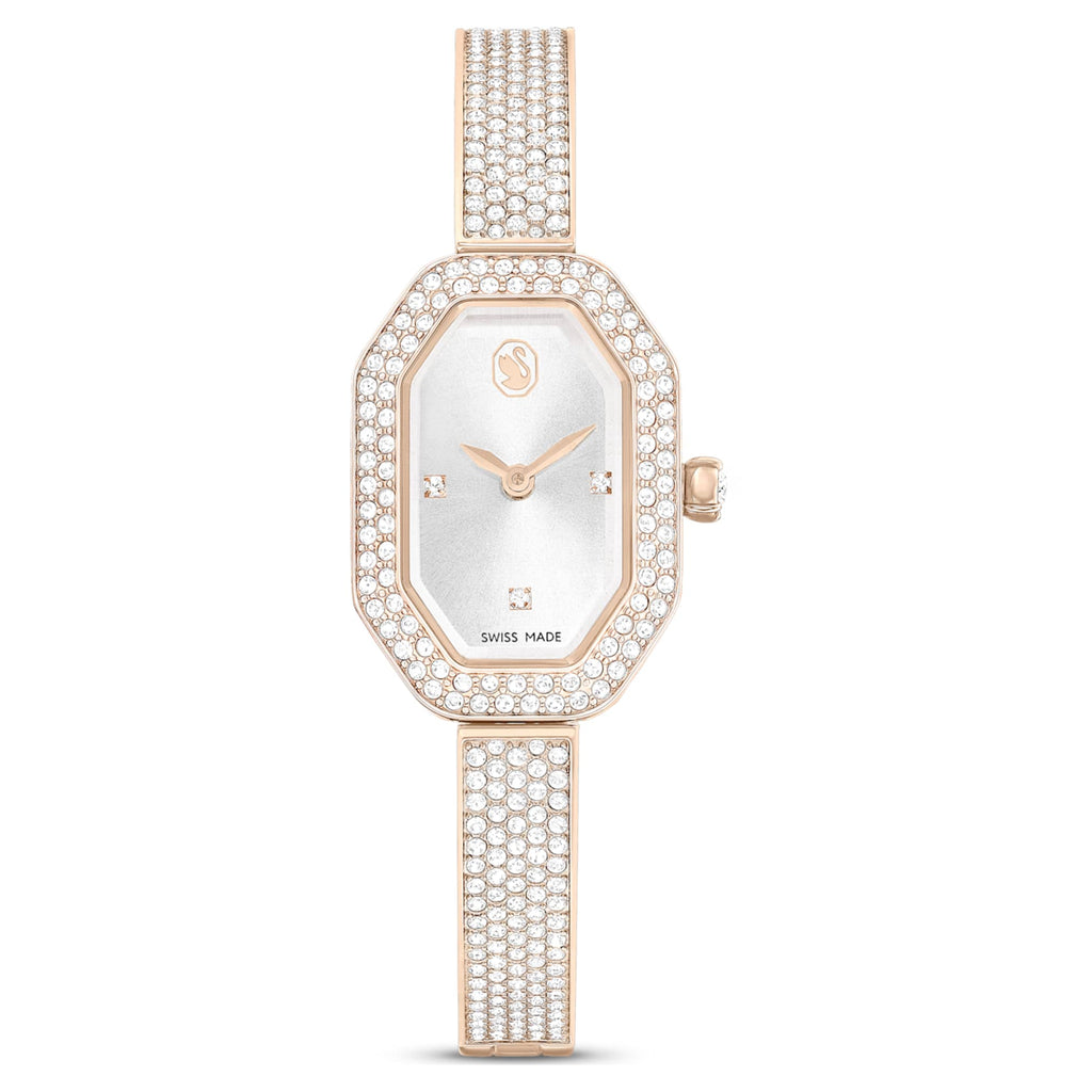 Swarovski Dextera bangle watch Swiss Made, Metal bracelet, Gold tone, Champagne gold-tone finish