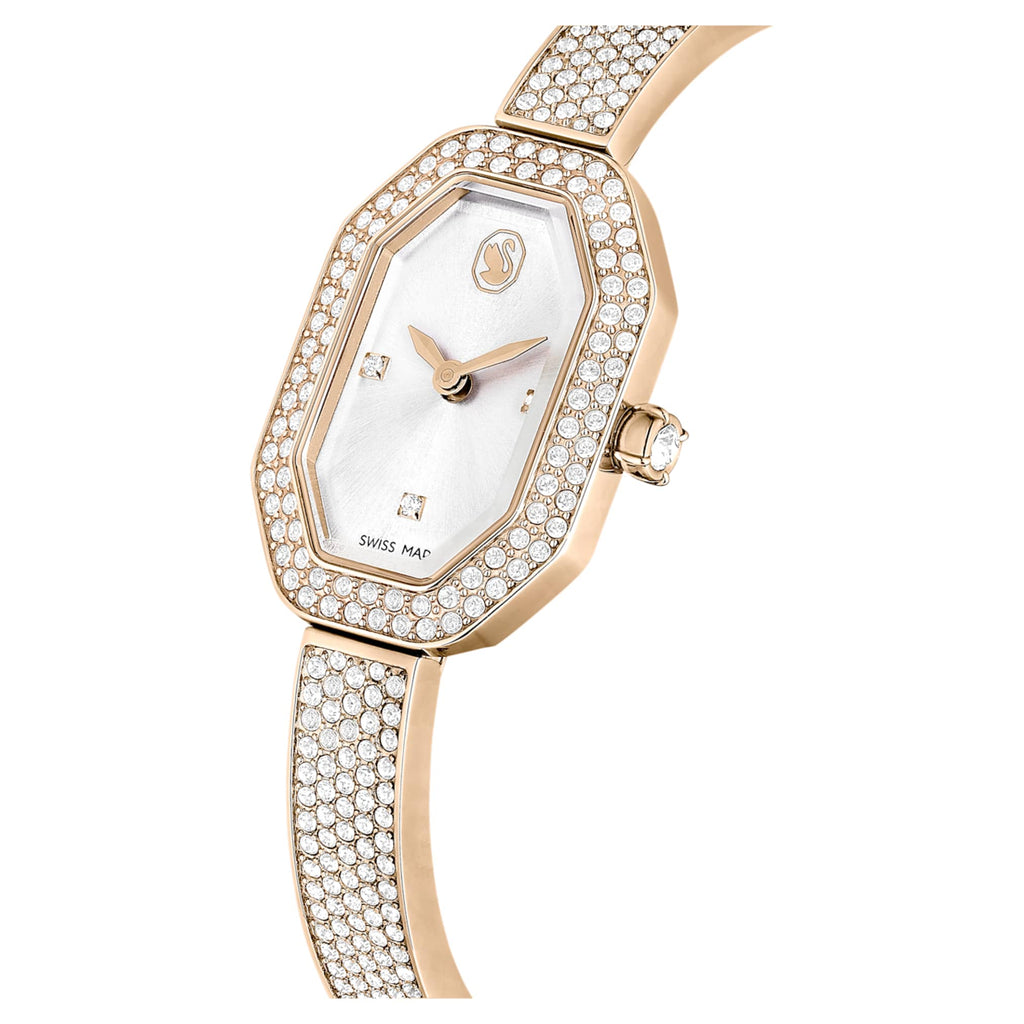Swarovski Dextera bangle watch Swiss Made, Metal bracelet, Gold tone, Champagne gold-tone finish